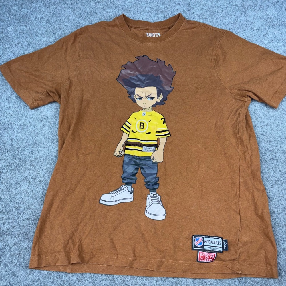 The Boondocks Huey Freeman Graphic T Shirt Mens Large Tan Short Sleeve Cotton
